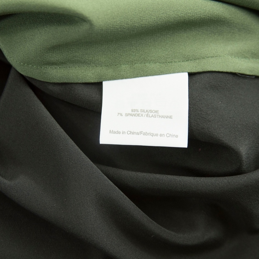 Tory Burch Olive Black Silk Colorblock Blouse 14 - Picture 4 of 4